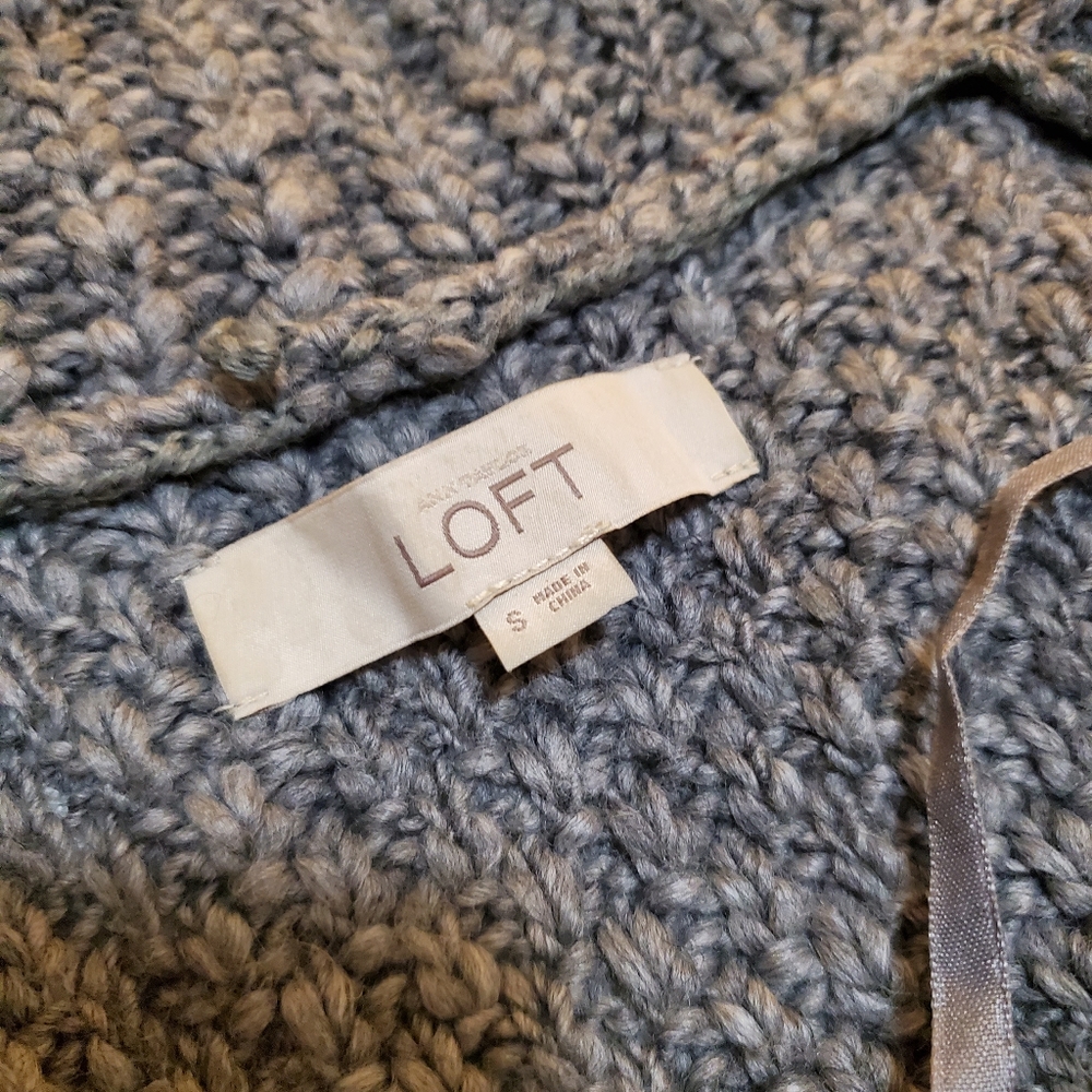 Loft Chunky Wool Gray Open Front Cardigan - image 4